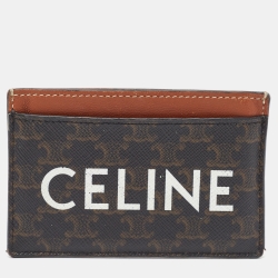 Celine Brown Macadam Coated Canvas and Leather Card Holder