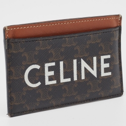 Celine Brown Macadam Coated Canvas and Leather Card Holder