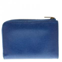 Pre Owned Celine Blue Leather Half Zip Continental Wallet