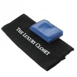 Pre Owned Celine Blue Leather Half Zip Continental Wallet