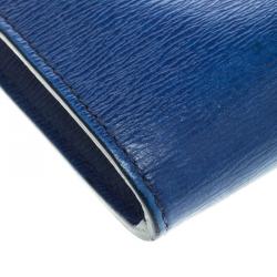 Pre Owned Celine Blue Leather Half Zip Continental Wallet