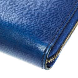 Pre Owned Celine Blue Leather Half Zip Continental Wallet
