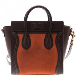 مملوكة مسبقًا حقيبة يد سيلين نانو لاغدغ سويدي وجلد ثلاثية اللون