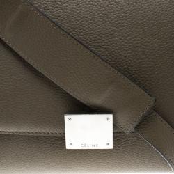 Pre Owned Celine Taupe Two Tone Leather and Suede Small Trapeze Tote