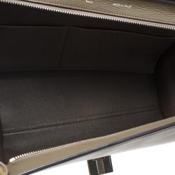 Pre Owned Celine Taupe Two Tone Leather and Suede Small Trapeze Tote