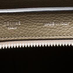Pre Owned Celine Taupe Two Tone Leather and Suede Small Trapeze Tote