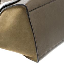 Pre Owned Celine Taupe Two Tone Leather and Suede Small Trapeze Tote