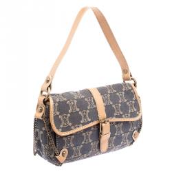 Pre Owned Celine Blue Macadam Denim Shoulder Bag