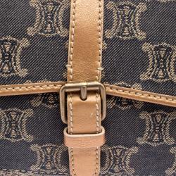 Pre Owned Celine Blue Macadam Denim Shoulder Bag