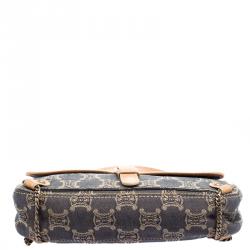 Pre Owned Celine Blue Macadam Denim Shoulder Bag