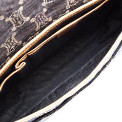 Pre Owned Celine Blue Macadam Denim Shoulder Bag