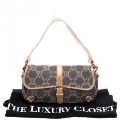 Pre Owned Celine Blue Macadam Denim Shoulder Bag