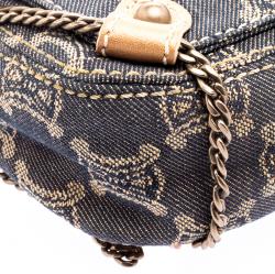 Pre Owned Celine Blue Macadam Denim Shoulder Bag