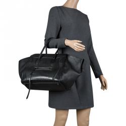 Pre Owned Celine Black Leather Medium Phantom Luggage Tote