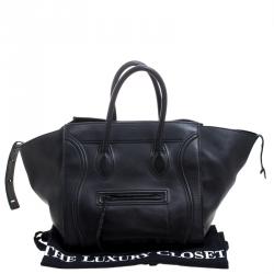 Pre Owned Celine Black Leather Medium Phantom Luggage Tote