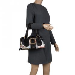 Pre Owned Celine Black Printed Fabric and Leather Ella Satchel