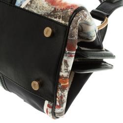 Pre Owned Celine Black Printed Fabric and Leather Ella Satchel