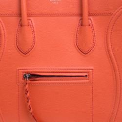 Pre Owned Celine Orange Leather Medium Phantom Luggage Tote