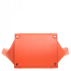 Pre Owned Celine Orange Leather Medium Phantom Luggage Tote