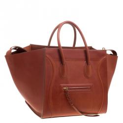 Pre Owned Celine Copper Leather Medium Phantom Luggage Tote