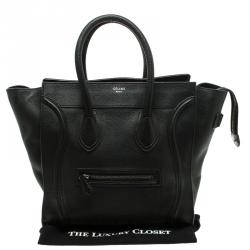 مملوكة مسبقًا حقيبة سيلين ميني لاغيدج جلد أسود