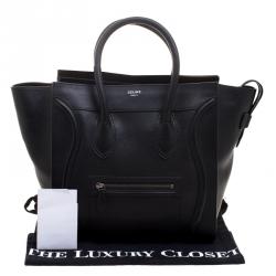 Pre Owned Celine Black Leather Mini Luggage Tote