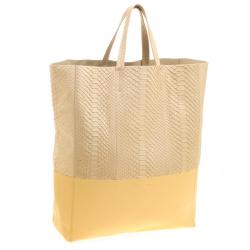 Pre Owned Celine Beige Python and Leather Vertical Cabas Phantom Tote