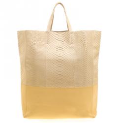 Pre Owned Celine Beige Python and Leather Vertical Cabas Phantom Tote