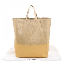 Pre Owned Celine Beige Python and Leather Vertical Cabas Phantom Tote