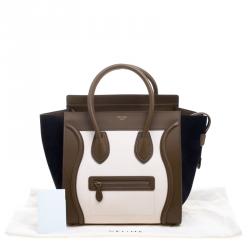 Pre Owned Celine Tri Color Leather and Suede Mini Luggage Tote