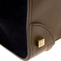 Pre Owned Celine Tri Color Leather and Suede Mini Luggage Tote