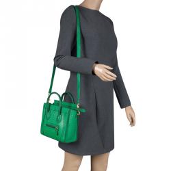 Pre Owned Celine Green Python Nano Luggage Tote