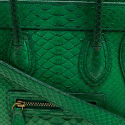 Pre Owned Celine Green Python Nano Luggage Tote