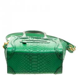 Pre Owned Celine Green Python Nano Luggage Tote