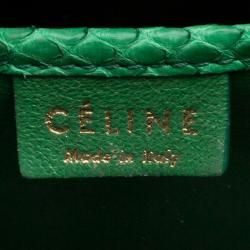 Pre Owned Celine Green Python Nano Luggage Tote
