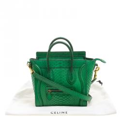 Pre Owned Celine Green Python Nano Luggage Tote