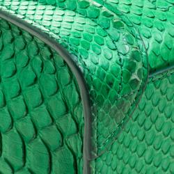 Pre Owned Celine Green Python Nano Luggage Tote