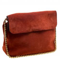 Pre Owned Celine Red Suede Gourmette Shoulder Bag