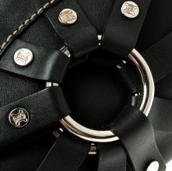 Pre Owned Celine Black Leather Macadam Shoulder Bag