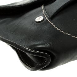 Pre Owned Celine Black Leather Macadam Shoulder Bag