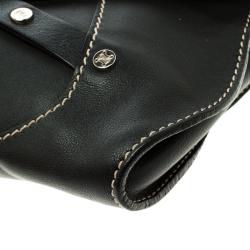 Pre Owned Celine Black Leather Macadam Shoulder Bag