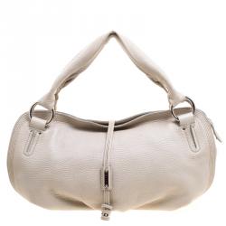 Pre Owned Celine Beige/Silver Ombre Leather Satchel