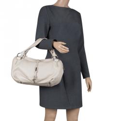 Pre Owned Celine Beige/Silver Ombre Leather Satchel