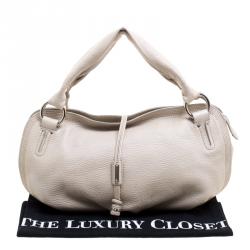 Pre Owned Celine Beige/Silver Ombre Leather Satchel