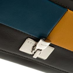 Pre Owned Celine Dark Brown Leather Colorblock Continental Wallet