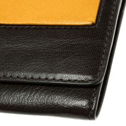 Pre Owned Celine Dark Brown Leather Colorblock Continental Wallet