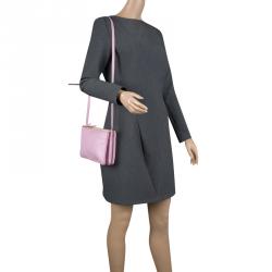 Pre Owned Celine Pink Leather Trio Crossbody Bag