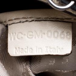 Pre Owned Celine Off White Leather Metal Panel Flap Shoulder Bag