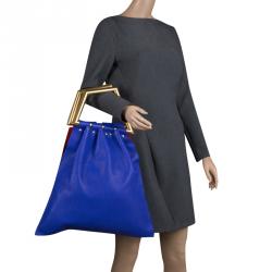 Pre Owned Celine Indigo Leather Open Triangle Bag