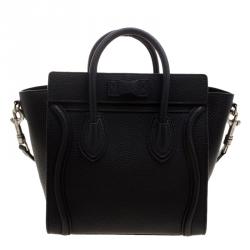 Pre Owned Celine Black Leather Nano Luggage Tote